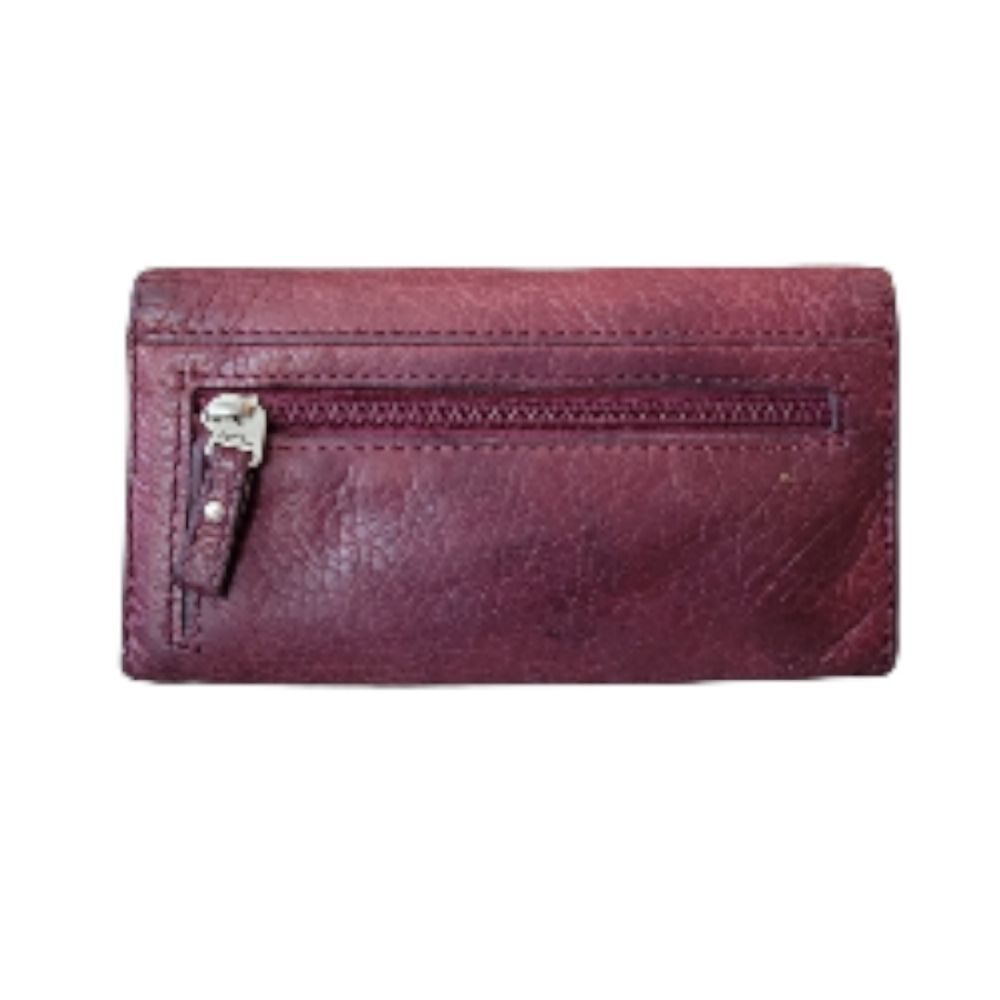 Fossil "Long Live Vintage 1954" Burgundy Leather Tri-fold Wallet - Picture 2 of 7